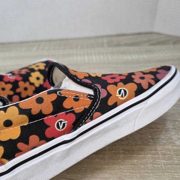 Vans Floral Slip-On Sneakers - Black, Orange, Red, White - Picture 10 of 11